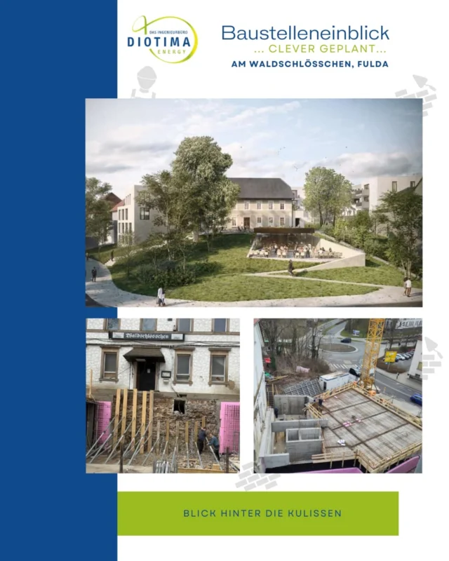 🌿 Hightech trifft Historie – unser Projekt „Am Waldschlösschen“ in Fulda im Fokus 🏡💡 🔁 Ergänzend zu unserem letzten Baustellen-Post zum Projekt „Am Waldschlösschen“ möchten wir heute einen genaueren Blick hinter die Kulissen werfen. Mitten in der Innenstadt entsteht ein zukunftsweisender Gebäudekomplex: 🏘️ Zwei Wohngebäude mit 30 Wohnungen (inkl. 6 Sozialwohnungen) 🏨 Ein Boutique-Hotel + die behutsame Revitalisierung des historischen Waldschlösschens 🍽️ Erlebnisgastronomie mit Biergarten – als neuer Treffpunkt für Fulda 💚 Was dieses Projekt auszeichnet: ✔️ 100 % Wärmepumpentechnik – komplett ohne Gas ✔️ Natürliches Kältemittel R290 – 99,86 % weniger CO₂ im Vergleich zu R410A ✔️ Wärmerückgewinnung mit gleichzeitiger Kühlung & Warmwasserbereitung ✔️ PV-Anlage, Fußbodenheizung & dezentrale Wohnungsstationen für hygienische und effiziente Warmwasserbereitung ✔️ Innovative Schallschutzlösung mit durchdachter Dachaufstellung mit Schwingungsdämpfern und Lamellenverkleidung 📉 Ergebnis: – 35 % unter dem Primärenergiebedarf eines GEG-Referenzgebäudes – Deutliche Senkung der Betriebskosten und CO₂-Emissionen – Komfortable, zukunftssichere Energieversorgung für Bewohner, Gäste und Gastronomie Das Projekt zeigt, was heute technisch möglich ist – und wie innovative Gebäudetechnik eine lebenswerte, nachhaltige Zukunft aktiv mitgestalten kann. 🔗 Den ursprünglichen Artikel der Fuldaer Zeitung findet ihr in unserer Story. 📲#DIOTIMA #dasIngenieurbüro #Fulda #Baustellenupdate #Nachhaltigkeit #Wärmepumpe #PlanungMitZukunft #TGA #Energiewende